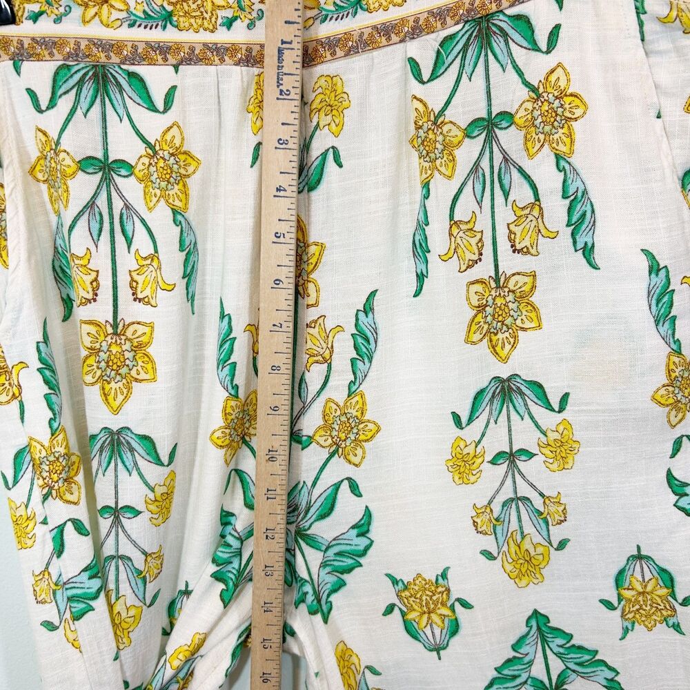 DRAPER JAMES RSVP Linen Blend White Yellow Floral Pants Size L Casual Vacation - Picture 10 of 12
